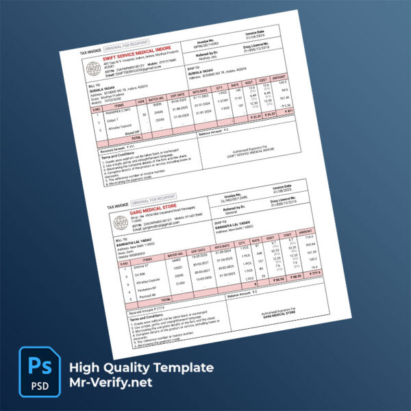 India Swift Service Medical Indore Editable Tax Invoice Template in Word and PDF formats India Swift Service Medical Indore Editable Tax Invoice Template in Word and PDF formats