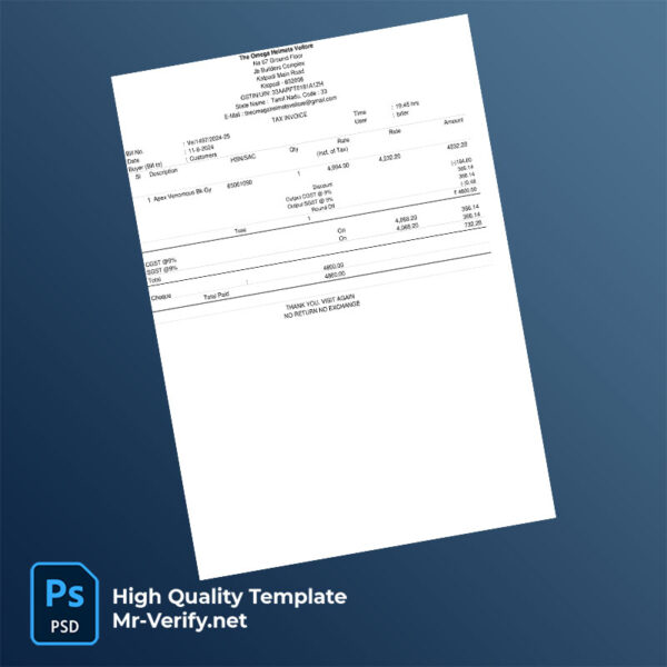 India The Omega Helmets Vellore Editable Tax Invoice Template in Word and PDF formats India The Omega Helmets Vellore Editable Tax Invoice Template in Word and PDF formats