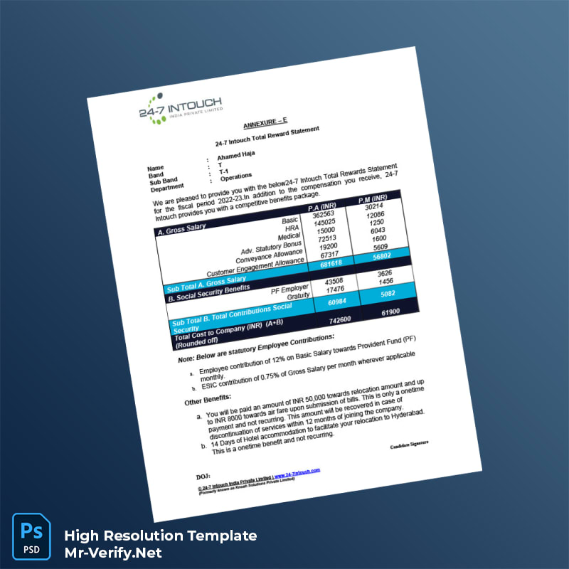 Editable India 24-7 Intouch Employment Verification Letter Word and Pdf Template 6 page Editable India 24-7 Intouch Employment Verification Letter Word and Pdf Template 6 page