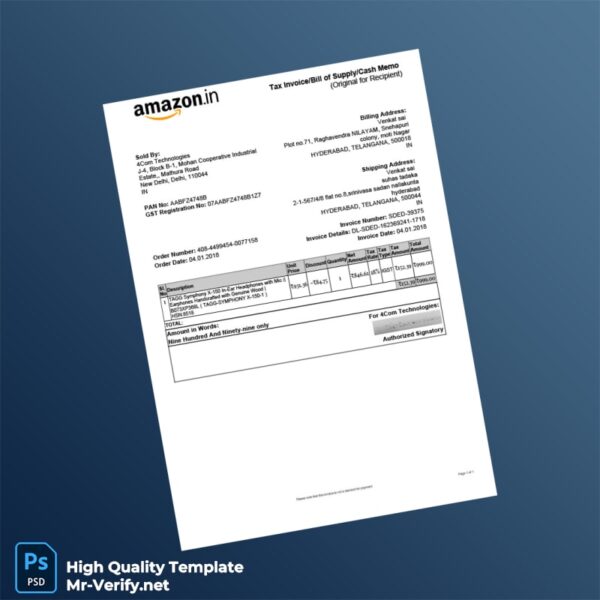 India 4Com Technologies Tax Invoice Template in Word and PDF formats India 4Com Technologies Tax Invoice Template in Word and PDF formats