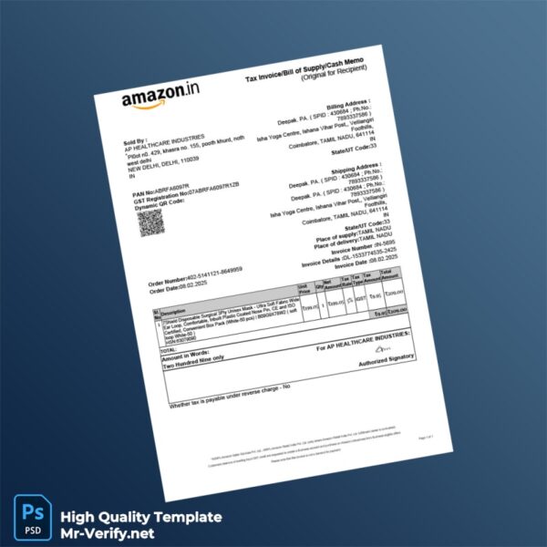 India AP Healthcare Industries Invoice Template in Word and PDF formats