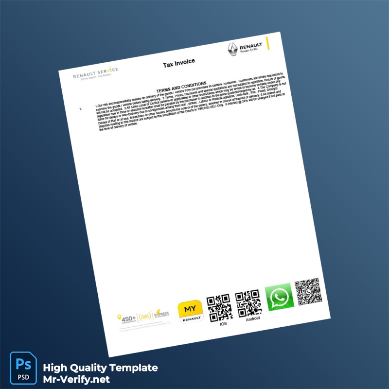 India AR A S P V P V Automobiles Private Limited Tax Invoice Template in Word and PDF formats 4 page India AR A S P V P V Automobiles Private Limited Tax Invoice Template in Word and PDF formats 4 page