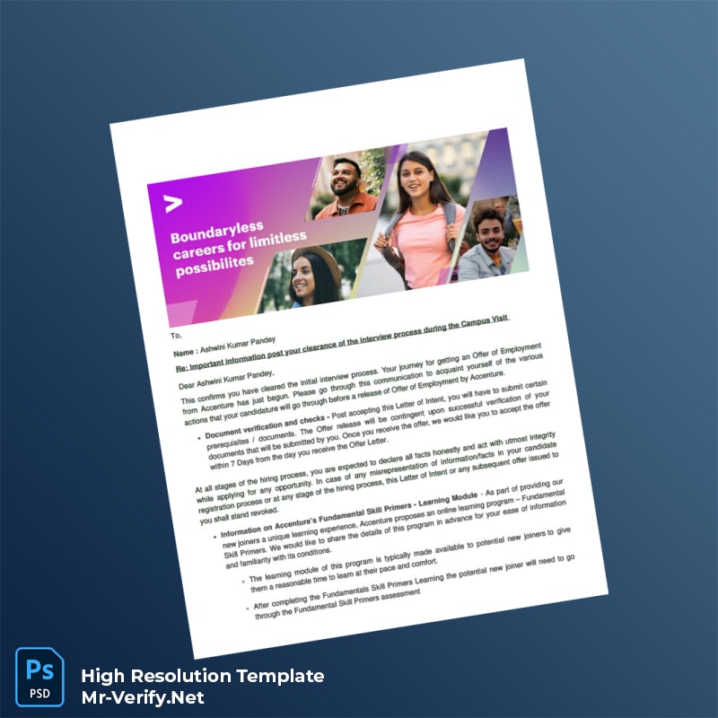 Editable India Accenture Employment Verification Letter Word and Pdf Template 2 page Editable India Accenture Employment Verification Letter Word and Pdf Template 2 page