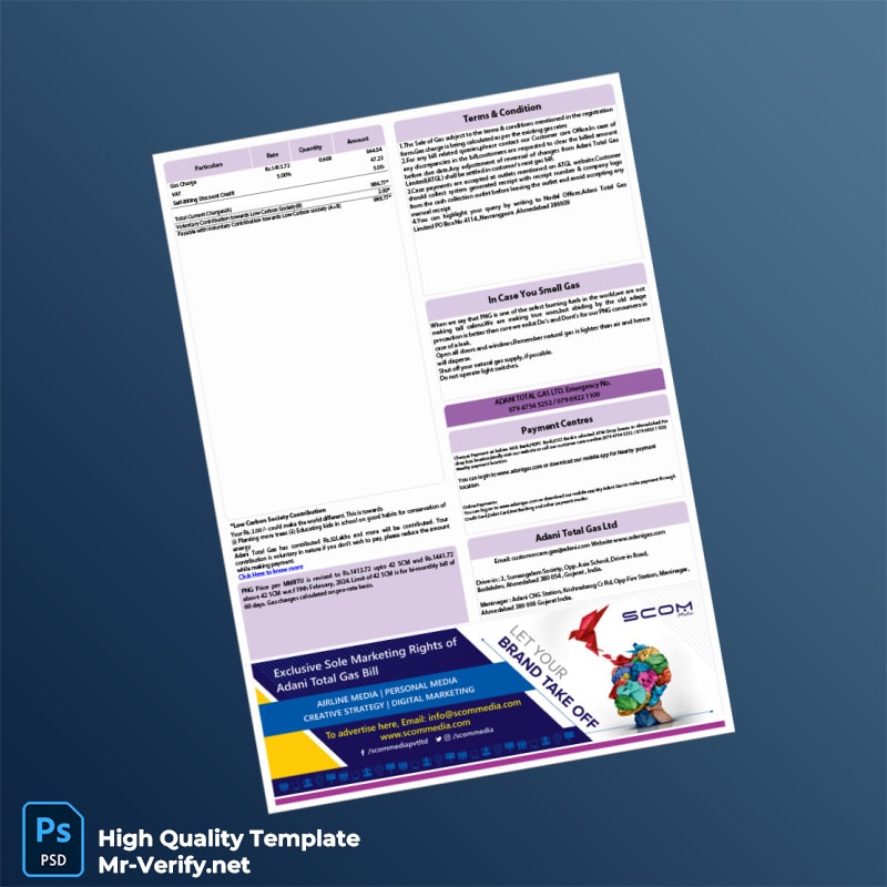 India Adani Gas Invoice Template in Word and PDF formats 3 page India Adani Gas Invoice Template in Word and PDF formats 3 page