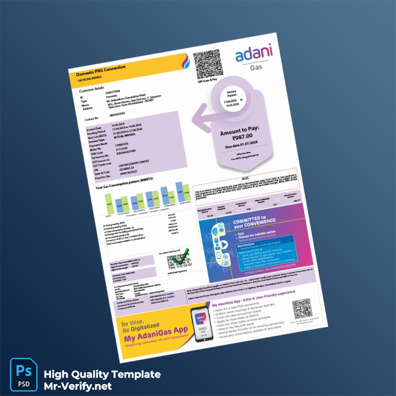 India Adani Gas Invoice Template in Word and PDF formats 3 page India Adani Gas Invoice Template in Word and PDF formats 3 page