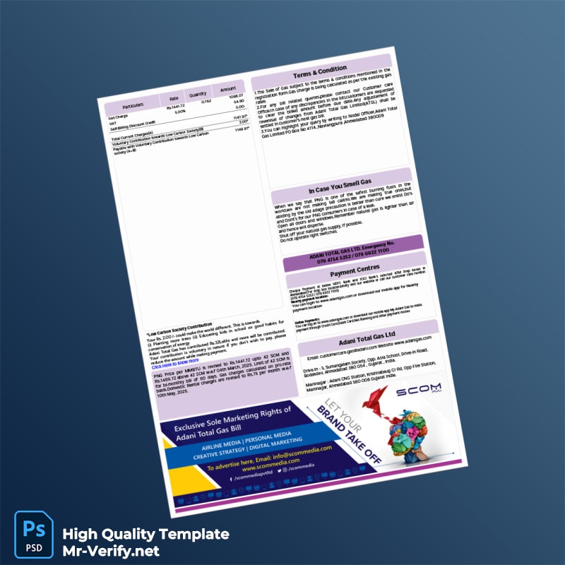 India Adani Gas VAT Retail Invoice Template in Word and PDF formats 3 page India Adani Gas VAT Retail Invoice Template in Word and PDF formats 3 page