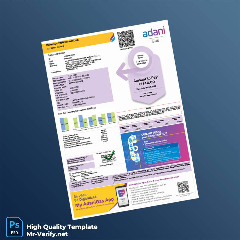 India Adani Gas VAT Retail Invoice Template in Word and PDF formats 3 page India Adani Gas VAT Retail Invoice Template in Word and PDF formats 3 page