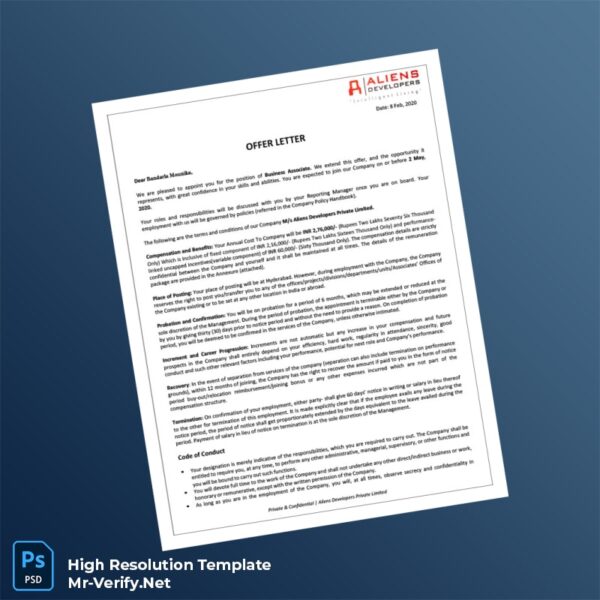 Editable India Aliens Developers Private Limited Employment Verification Letter Word and Pdf Template 3 page Editable India Aliens Developers Private Limited Employment Verification Letter Word and Pdf Template 3 page