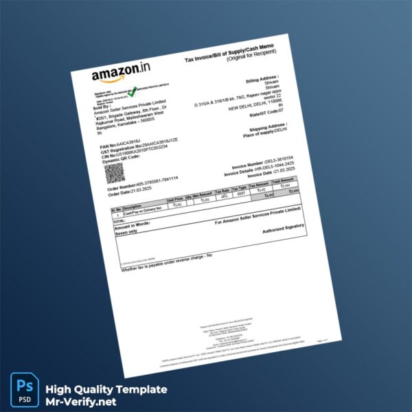 India Amazon Seller Services Invoice Template in Word and PDF formats India R K WorldInfocom Pvt Ltd Tax Invoice Template in Wor 2 page
