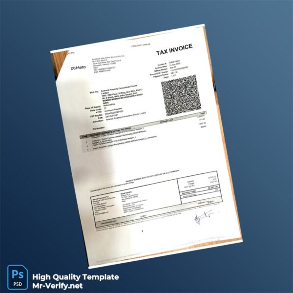 India Anarock Property Consultants Private Limited Invoice Template in Word and PDF formats