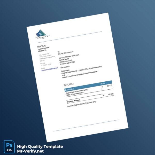 India Anurag Services LLP Invoice Template in Word and PDF formats India Anurag Services LLP Invoice Template in Word and PDF formats