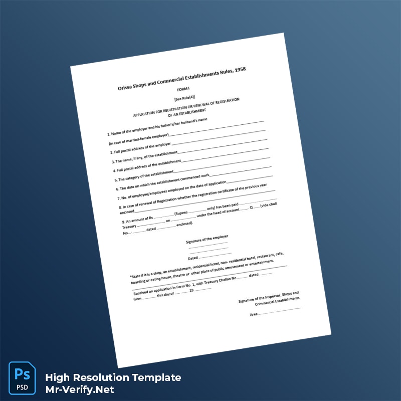 Editable India Application for Registration or Renewal of Registration of Establishment Word and Pdf Template Editable India Application for Registration or Renewal of Registration of Establishment Word and Pdf Template