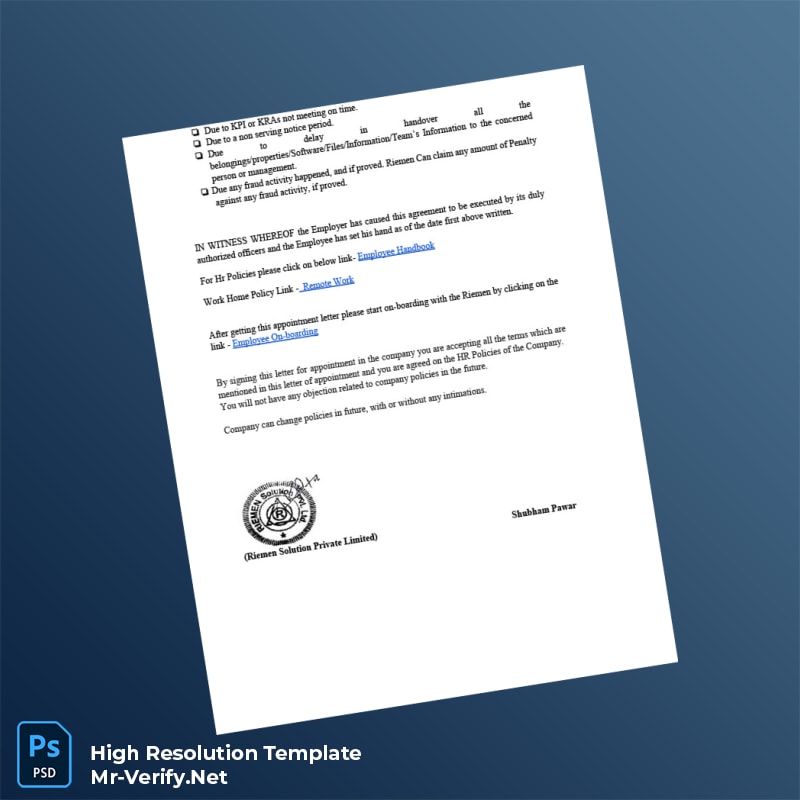 Editable India Appointment Letter Word and Pdf Template 7 page Editable India Appointment Letter Word and Pdf Template 7 page