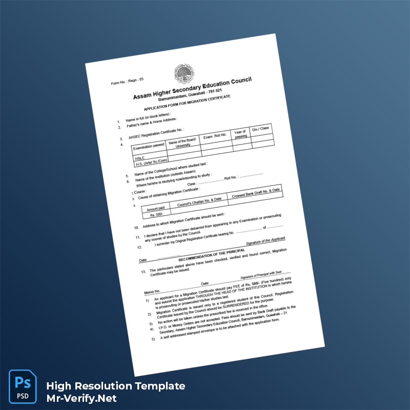 Editable India Assam Higher Secondary Education Council Migration Certificate Word and Pdf Template Editable India Assam Higher Secondary Education Council Migration Certificate Word and Pdf Template