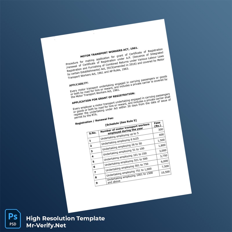 Editable India Assistant Labour Commissioner Registration Certificate Word and Pdf Template 2 page Editable India Assistant Labour Commissioner Registration Certificate Word and Pdf Template 2 page