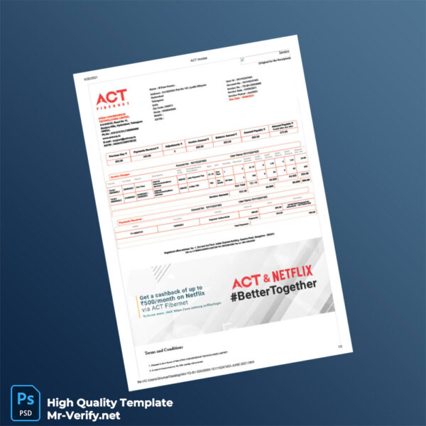India Atria Convergence Technologies Limited Invoice Template in Word and PDF formats 2 page India Atria Convergence Technologies Limited Invoice Template in Word and PDF formats 2 page