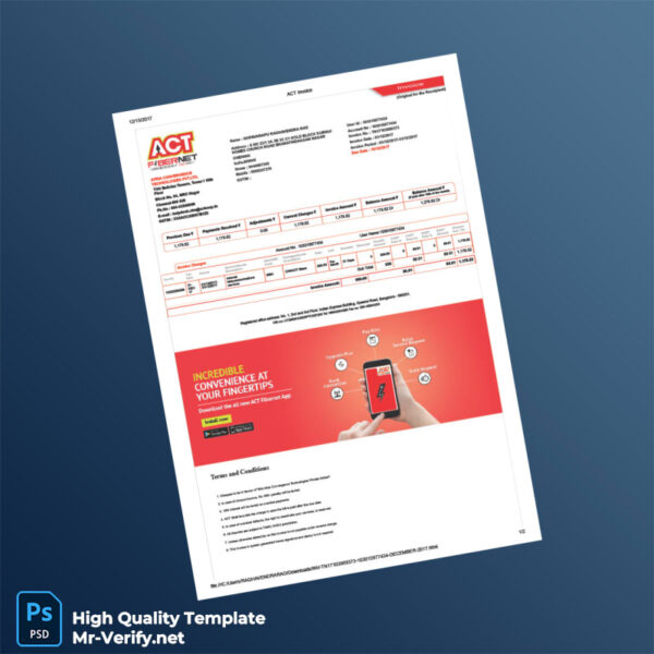 India Atria Convergence Technologies Pvt Ltd Invoice Template in Word and PDF formats 2 page