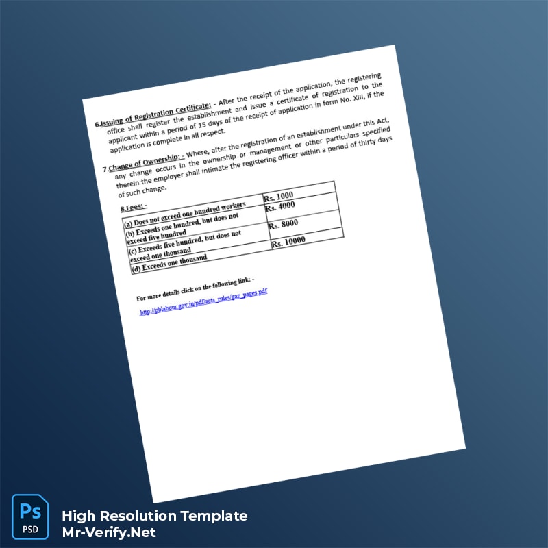 India BOCW Authority Editable Registration Certificate Word and Pdf Template 7 page India BOCW Authority Editable Registration Certificate Word and Pdf Template 7 page