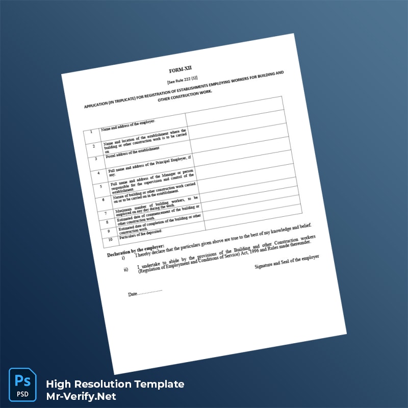 India BOCW Authority Editable Registration Certificate Word and Pdf Template 7 page India BOCW Authority Editable Registration Certificate Word and Pdf Template 7 page