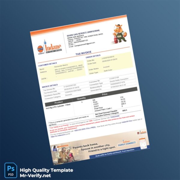 India Bassi Gas Service Tax Invoice Template in Word and PDF formats 2 page India Bassi Gas Service Tax Invoice Template in Word and PDF formats 2 page