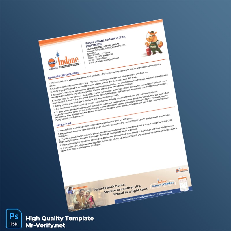 India Basta Indane Gramin Vitrak Tax Invoice Template in Word and PDF formats 2 page India Basta Indane Gramin Vitrak Tax Invoice Template in Word and PDF formats 2 page