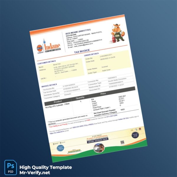 India Bedi Indane Tax Invoice Template in Word and PDF formats 2 page India Bedi Indane Tax Invoice Template in Word and PDF formats 2 page