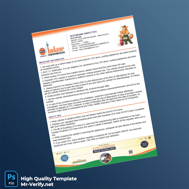 India Bedi Indane Tax Invoice Template in Word and PDF formats 2 page India Bedi Indane Tax Invoice Template in Word and PDF formats 2 page