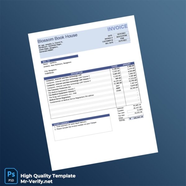 India Blossom Book House Invoice Template in Word and PDF formats 4 page India Blossom Book House Invoice Template in Word and PDF formats 4 page