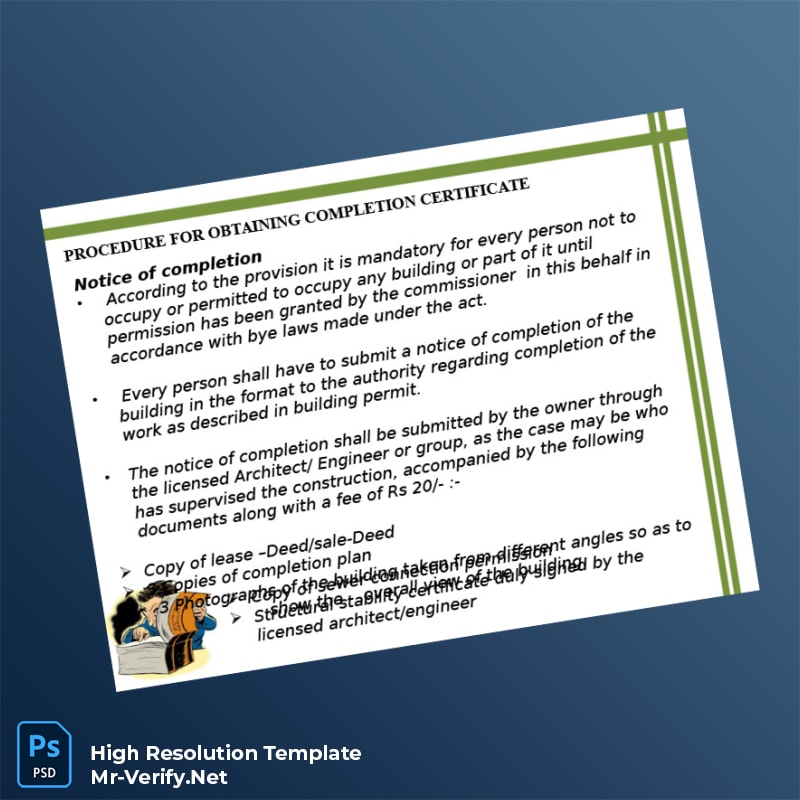 Editable India Building Completion Certificate Word and Pdf Template 7 page Editable India Building Completion Certificate Word and Pdf Template 7 page