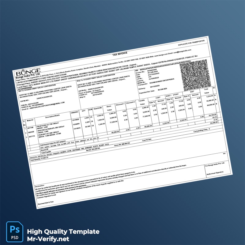 India Bunge India Pvt Ltd Tax Invoice Template in Word and PDF formats 4 page India Bunge India Pvt Ltd Tax Invoice Template in Word and PDF formats 4 page