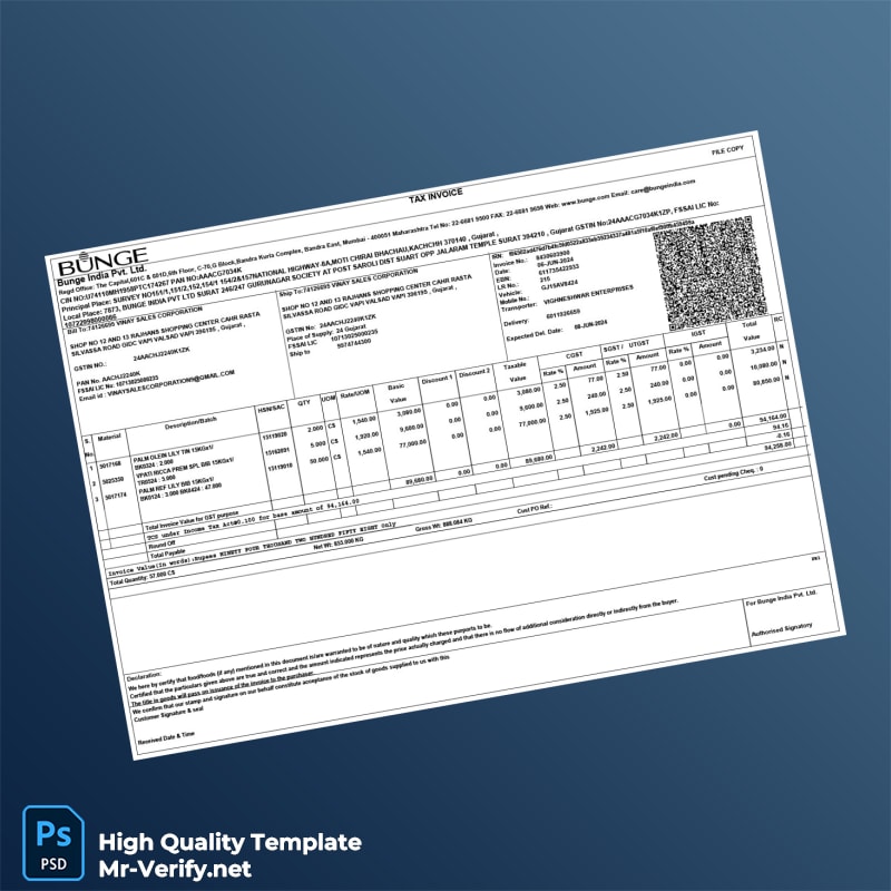 India Bunge India Pvt Ltd Tax Invoice Template in Word and PDF formats 4 page India Bunge India Pvt Ltd Tax Invoice Template in Word and PDF formats 4 page