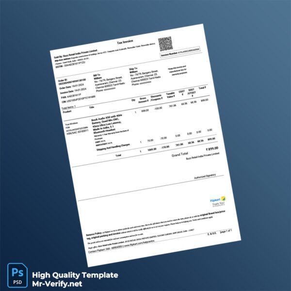 India Buzz Retail India Private Limited Invoice Template in Word and PDF formats