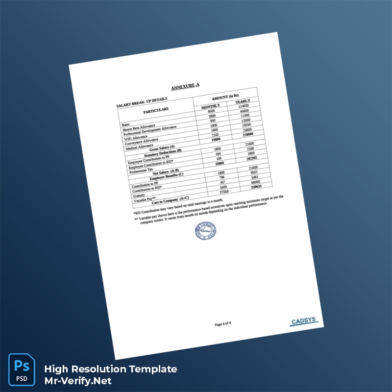 Editable India CADSYS INDIA LTD Offer Letter Word and Pdf Template 4 page Editable India CADSYS INDIA LTD Offer Letter Word and Pdf Template 4 page