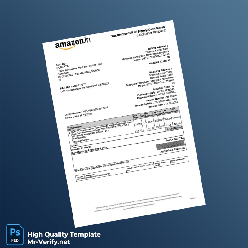 India COBERTA Invoice Template in Word and PDF formats India COBERTA Invoice Template in Word and PDF formats