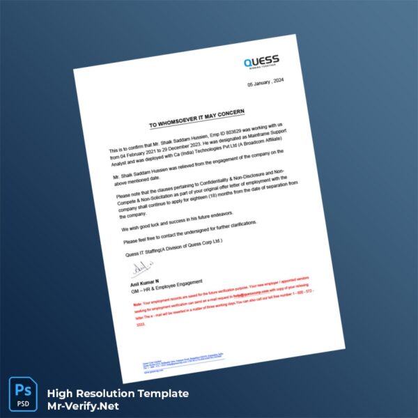 Editable India Ca India Technologies Pvt Ltd Employment Verification Letter Word and Pdf Template Editable India Ca India Technologies Pvt Ltd Employment Verification Letter Word and Pdf Template