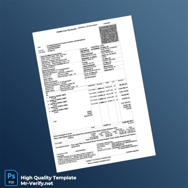 India Calcutta Metal Corporation Challan Cum Tax Invoice Template in Word and PDF formats 4 page India Calcutta Metal Corporation Challan Cum Tax Invoice Template in Word and PDF formats 4 page
