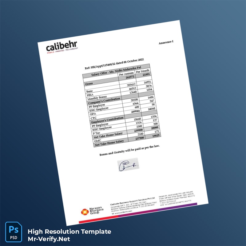 Editable India Calibehr Business Support Services Pvt Ltd Employment Verification Letter Word and Pdf Template 6 page Editable India Calibehr Business Support Services Pvt Ltd Employment Verification Letter Word and Pdf Template 6 page