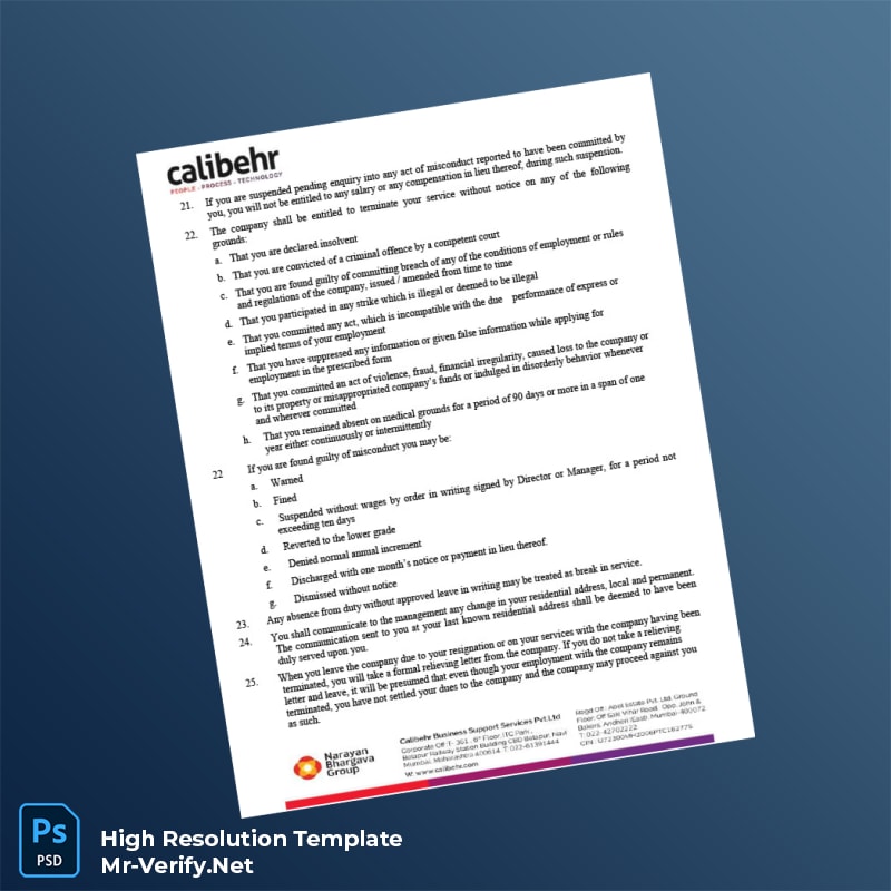 Editable India Calibehr Business Support Services Pvt Ltd Employment Verification Letter Word and Pdf Template 6 page Editable India Calibehr Business Support Services Pvt Ltd Employment Verification Letter Word and Pdf Template 6 page