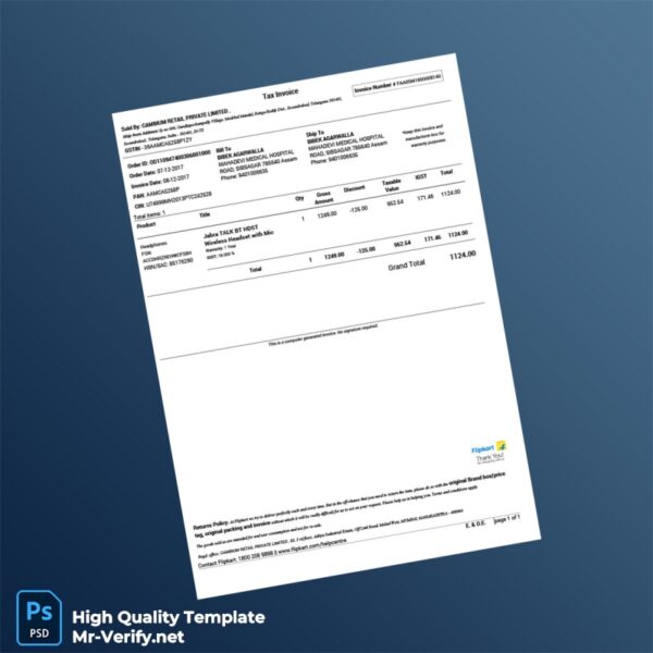 India Cambium Retail Private Limited Invoice Template in Word and PDF formats India Cambium Retail Private Limited Invoice Template in Word and PDF formats