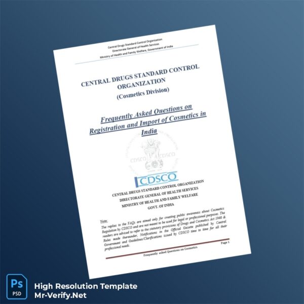 Editable India Central Drugs Standard Control Organization Registration Certificate Word and Pdf Template 7 page Editable India Central Drugs Standard Control Organization Registration Certificate Word and Pdf Template 7 page