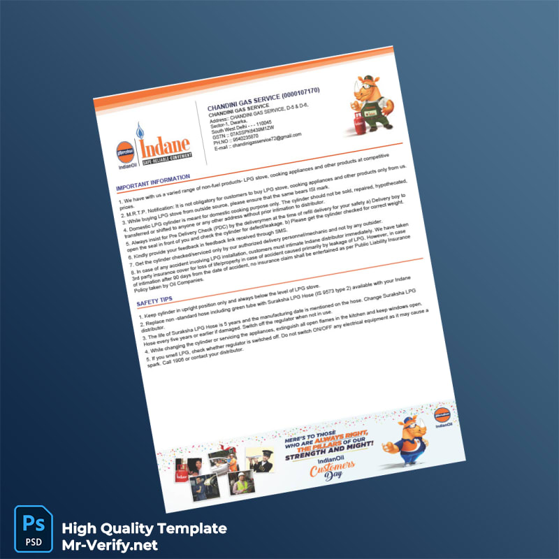 India Chandini Gas Service Tax Invoice Template in Word and PDF formats 2 page India Chandini Gas Service Tax Invoice Template in Word and PDF formats 2 page