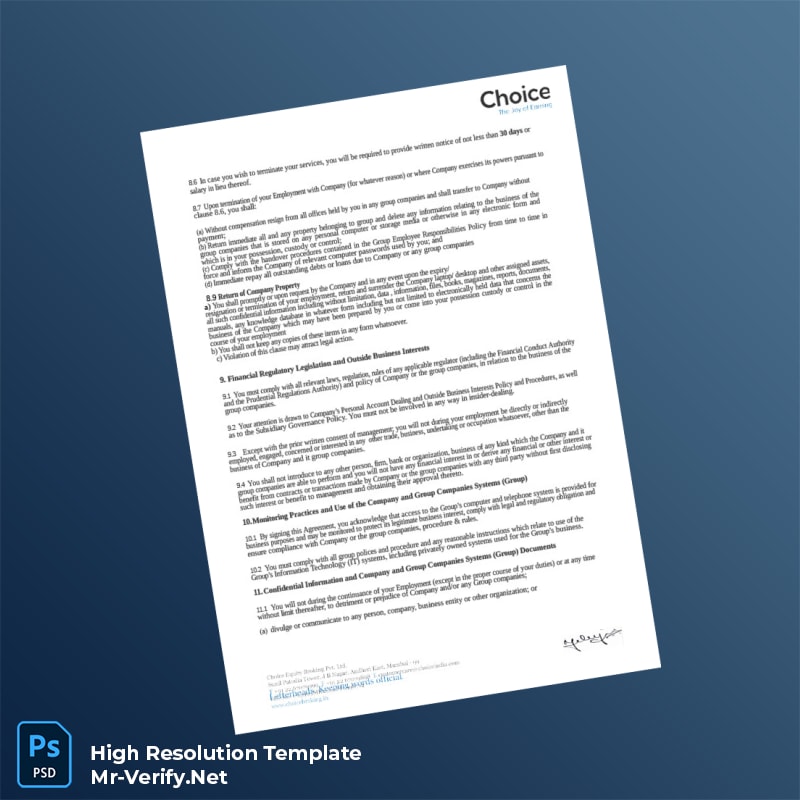 Editable India Choice Equity Broking Private Limited Appointment Letter Word and Pdf Template 6 page Editable India Choice Equity Broking Private Limited Appointment Letter Word and Pdf Template 6 page