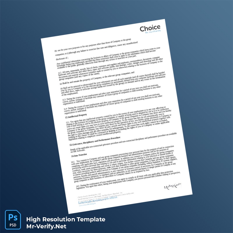 Editable India Choice Equity Broking Private Limited Appointment Letter Word and Pdf Template 6 page Editable India Choice Equity Broking Private Limited Appointment Letter Word and Pdf Template 6 page