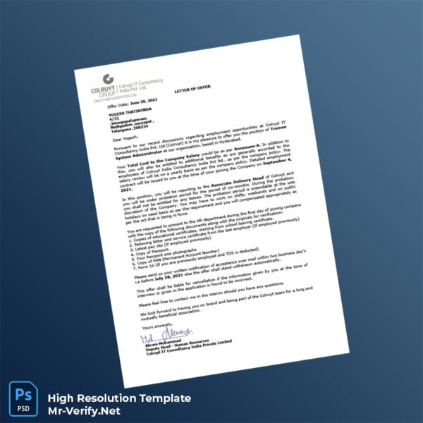 Editable India Colruyt IT Consultancy India Pvt Ltd Employment Verification Letter Word and Pdf Template 3 page Editable India Colruyt IT Consultancy India Pvt Ltd Employment Verification Letter Word and Pdf Template 3 page