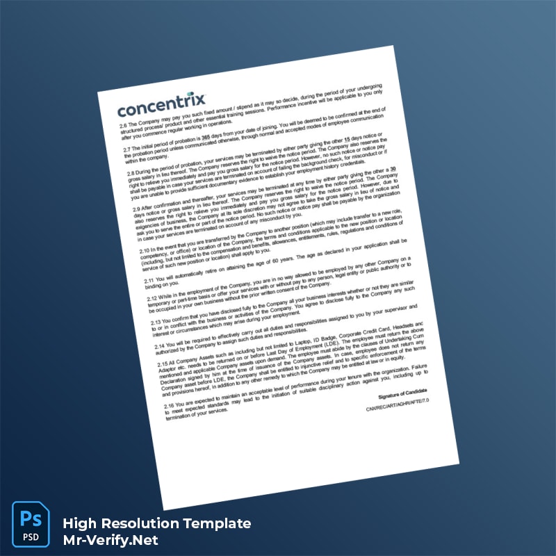 Editable India Concentrix Daksh Services India Private Limited Employment Verification Letter Word and Pdf Template 6 page Editable India Concentrix Daksh Services India Private Limited Employment Verification Letter Word and Pdf Template 6 page