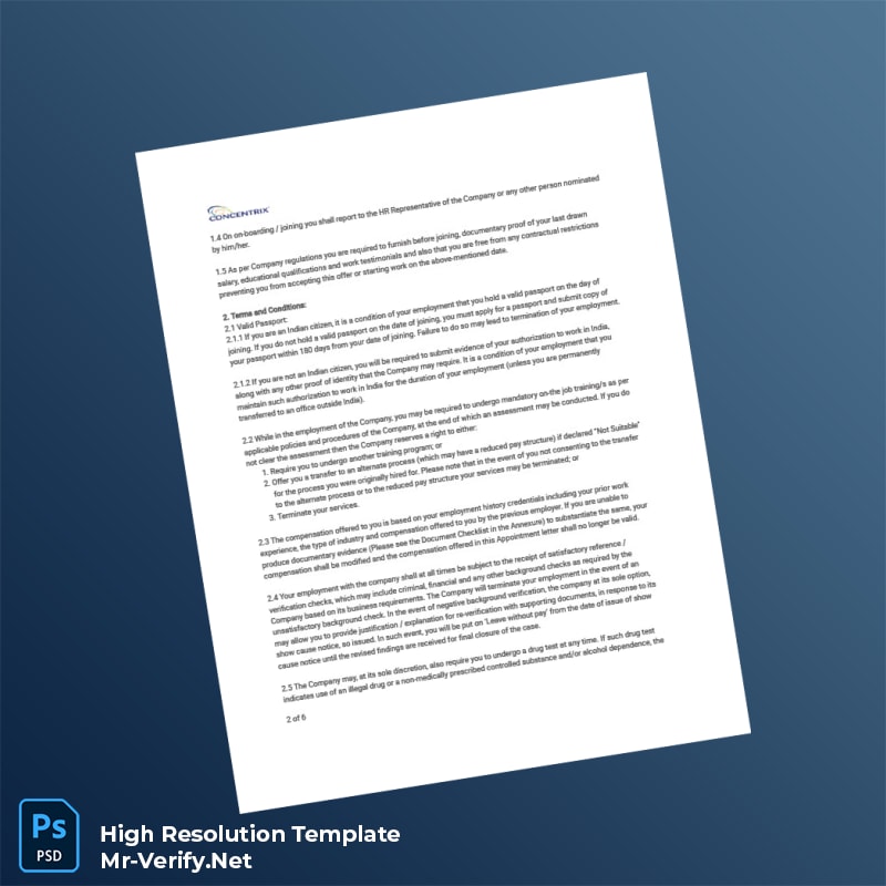 Editable India Concentrix Services India Private Limited Employment Verification Letter Word and Pdf Template 6 page Editable India Concentrix Services India Private Limited Employment Verification Letter Word and Pdf Template 6 page