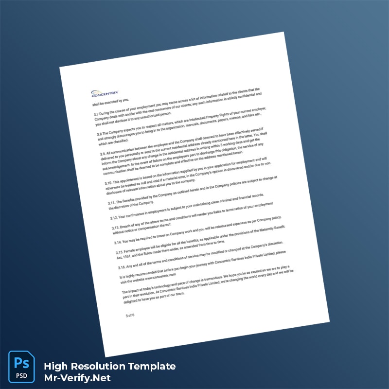Editable India Concentrix Services India Private Limited Employment Verification Letter Word and Pdf Template 6 page Editable India Concentrix Services India Private Limited Employment Verification Letter Word and Pdf Template 6 page