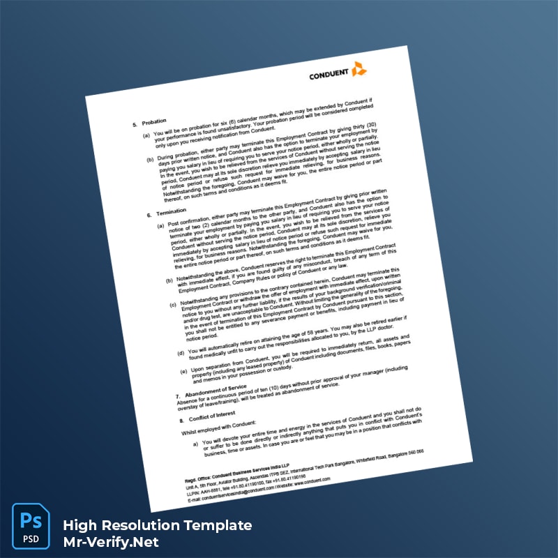 Editable India Conduent Business Services India LLP Employment Verification Letter Word and Pdf Template 7 page Editable India Conduent Business Services India LLP Employment Verification Letter Word and Pdf Template 7 page