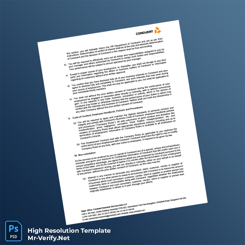 Editable India Conduent Business Services India LLP Employment Verification Letter Word and Pdf Template 7 page Editable India Conduent Business Services India LLP Employment Verification Letter Word and Pdf Template 7 page