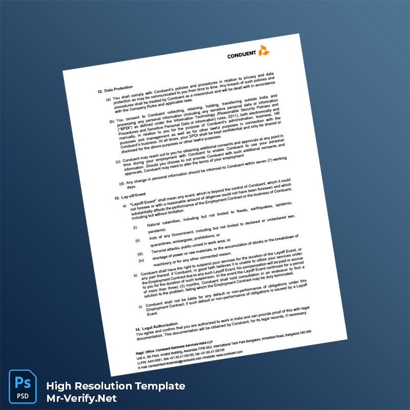 Editable India Conduent Business Services India LLP Employment Verification Letter Word and Pdf Template 7 page Editable India Conduent Business Services India LLP Employment Verification Letter Word and Pdf Template 7 page